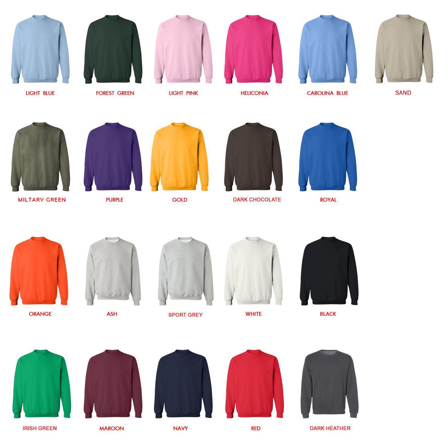 sweatshirt color chart - World Of Horror Store