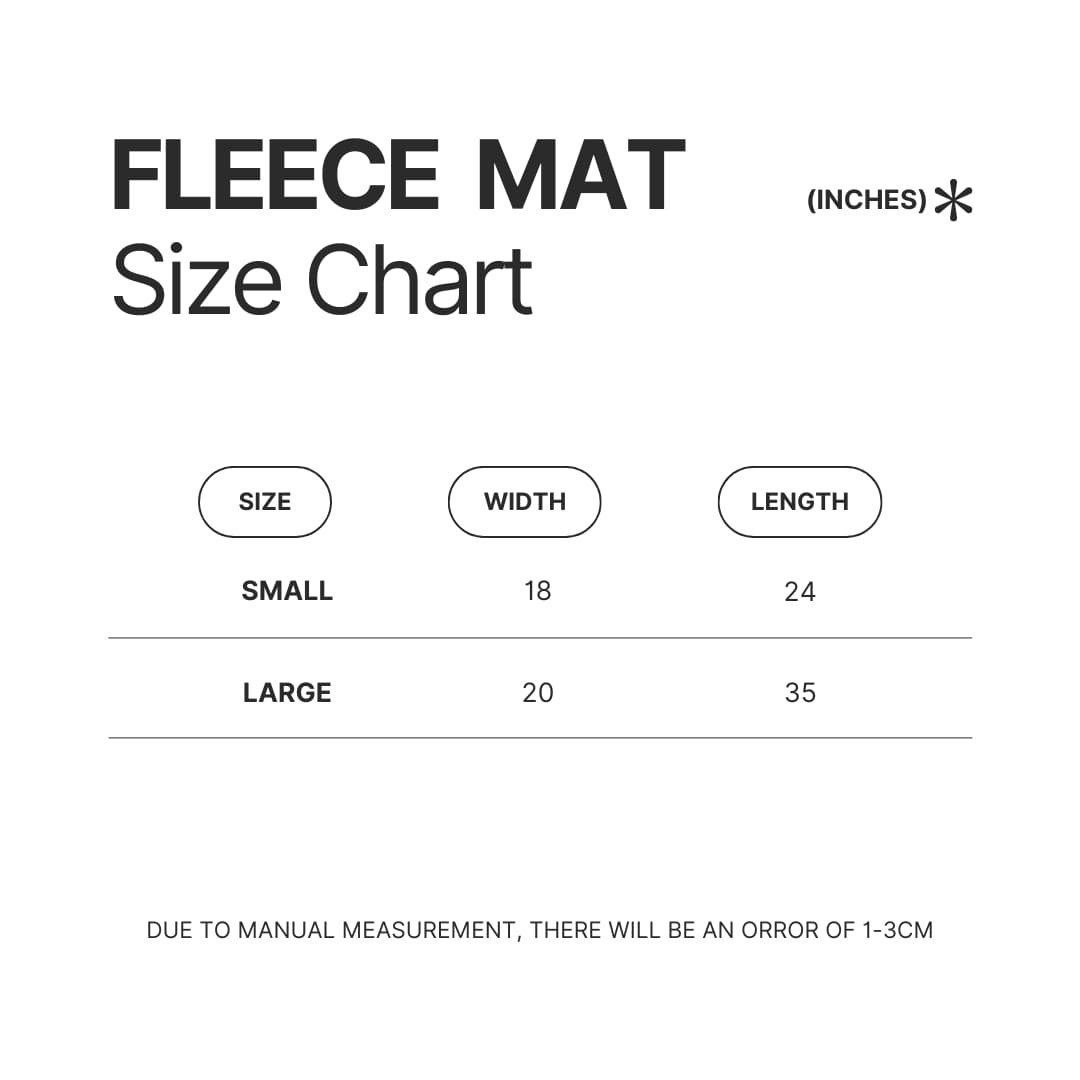 Fleece Mat Size Chart - World Of Horror Store
