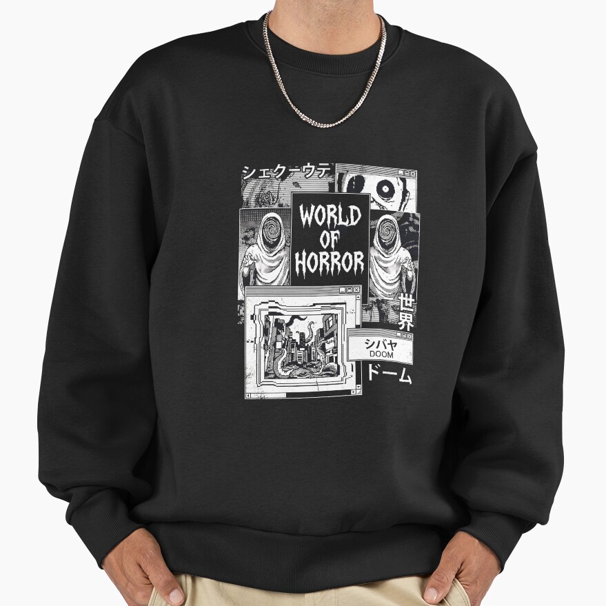 World Of Horror Panstasz Ms Paint Masterpiece Sweatshirt - Image 3
