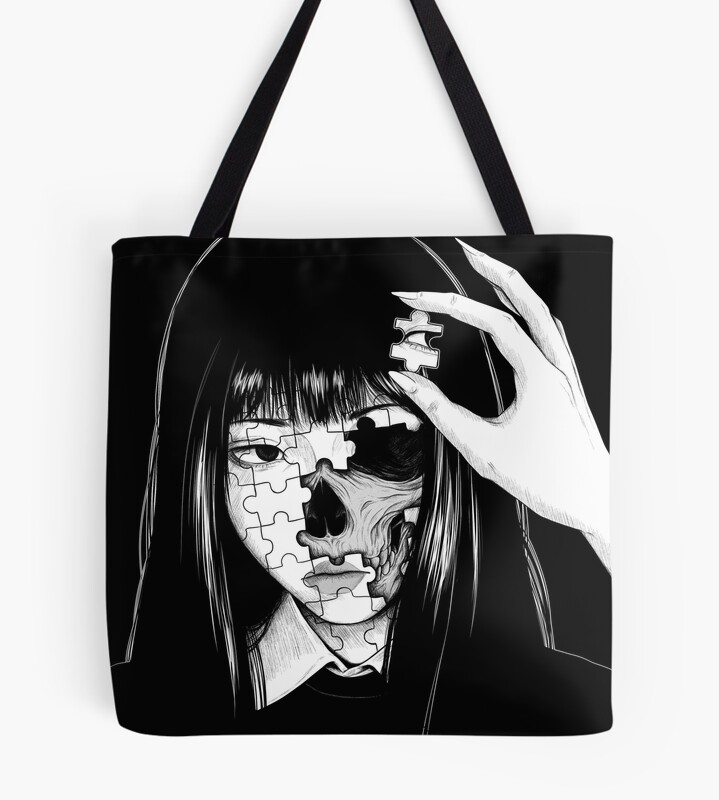 World Of Horror Twisted Horror Puzzle Tote Bag