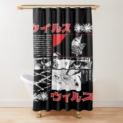 Japanese Vaporwave Cyberpunk Graphic Design Shower Curtain