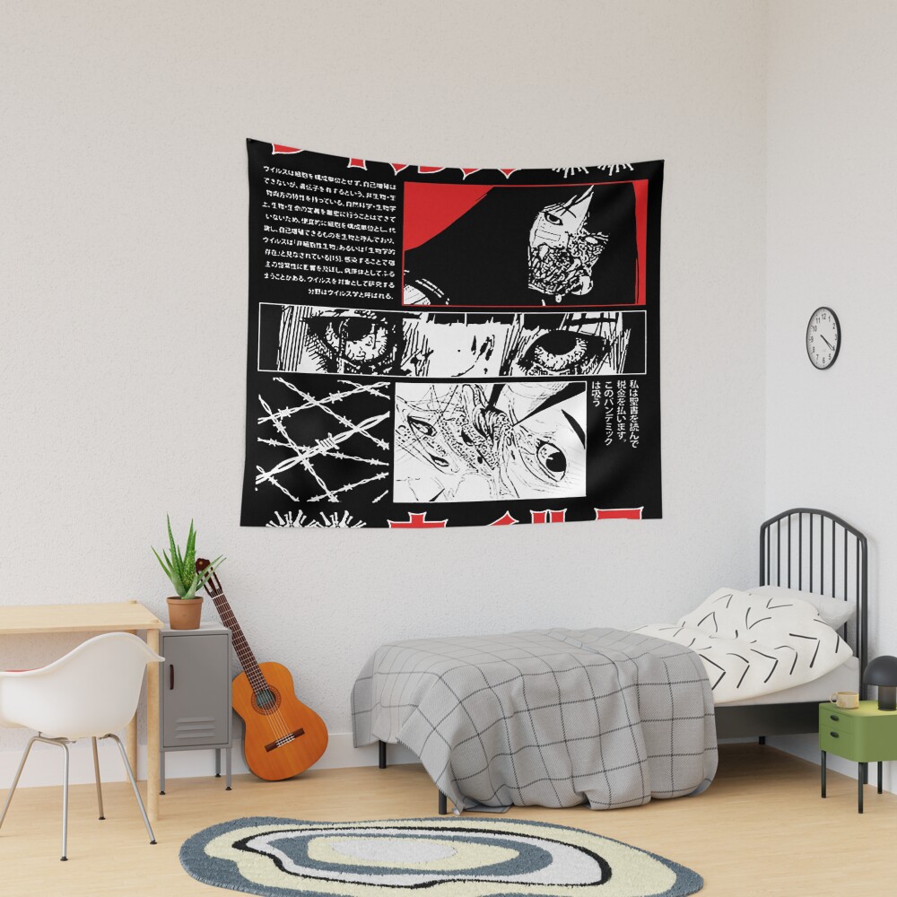 Japanese Vaporwave Cyberpunk Graphic Design Tapestry