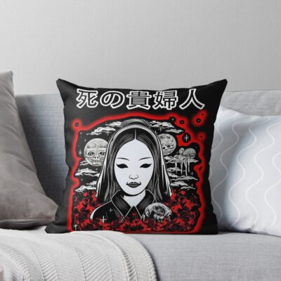 She Rises Halloween Horror Collection Throw Pillow