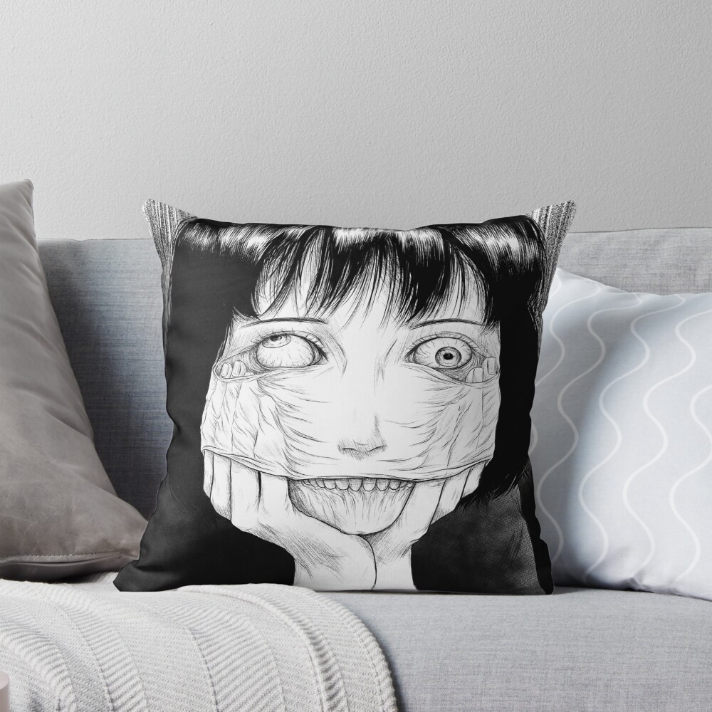World Of Horror Haunted Spirit Mask Throw Pillow