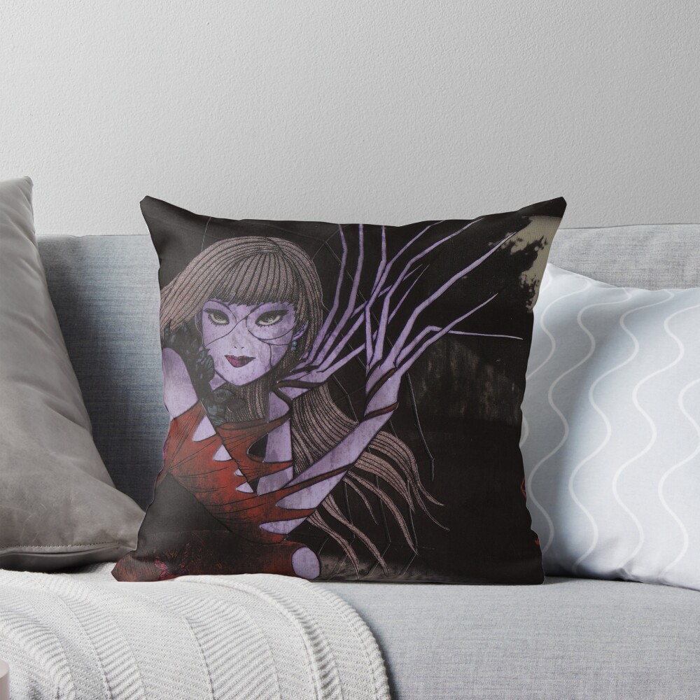 World Of Horror Houmura Uta Horror Throw Pillow