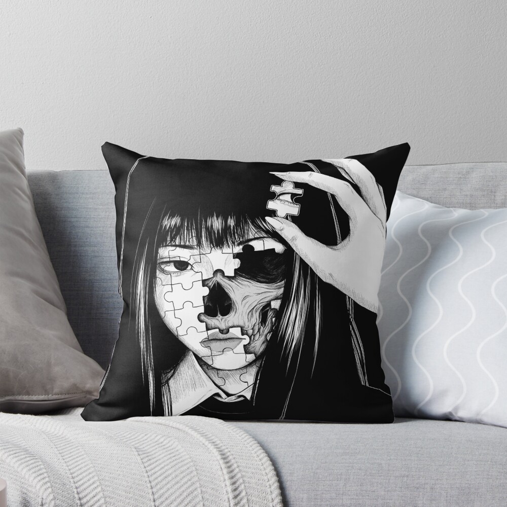 World Of Horror Twisted Horror Puzzle Throw Pillow