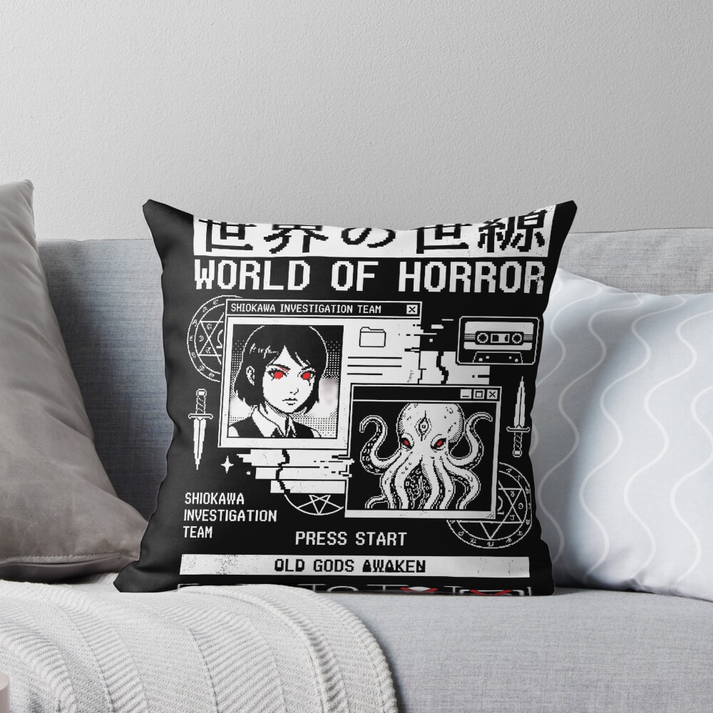 World Of Horror Turn Based Cosmic Horror Throw Pillow